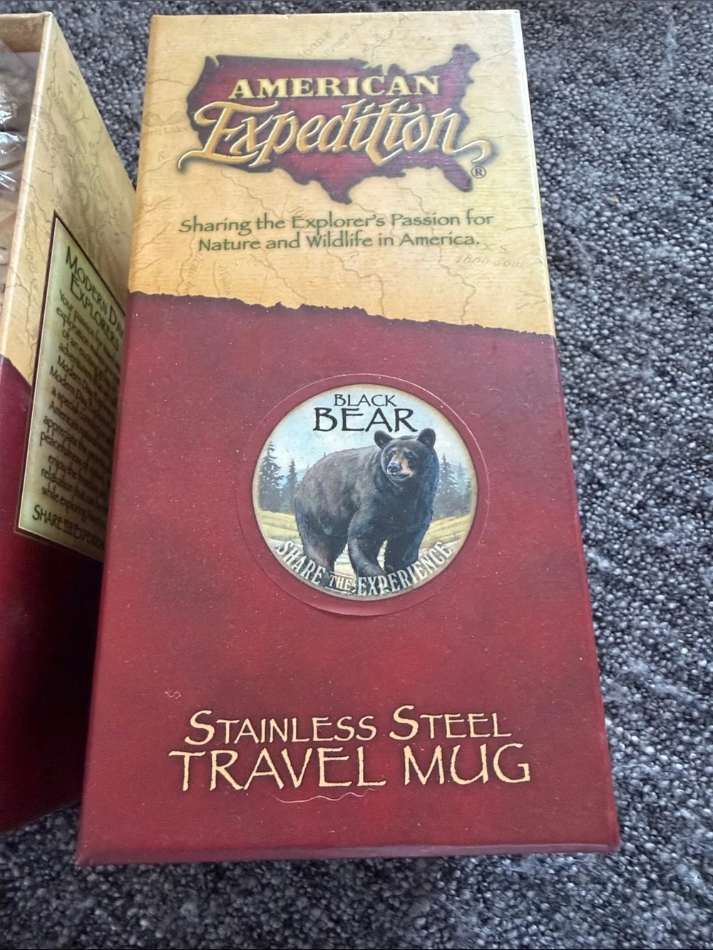Black Bear Stainless Steel Travel Mug - Cream and Red